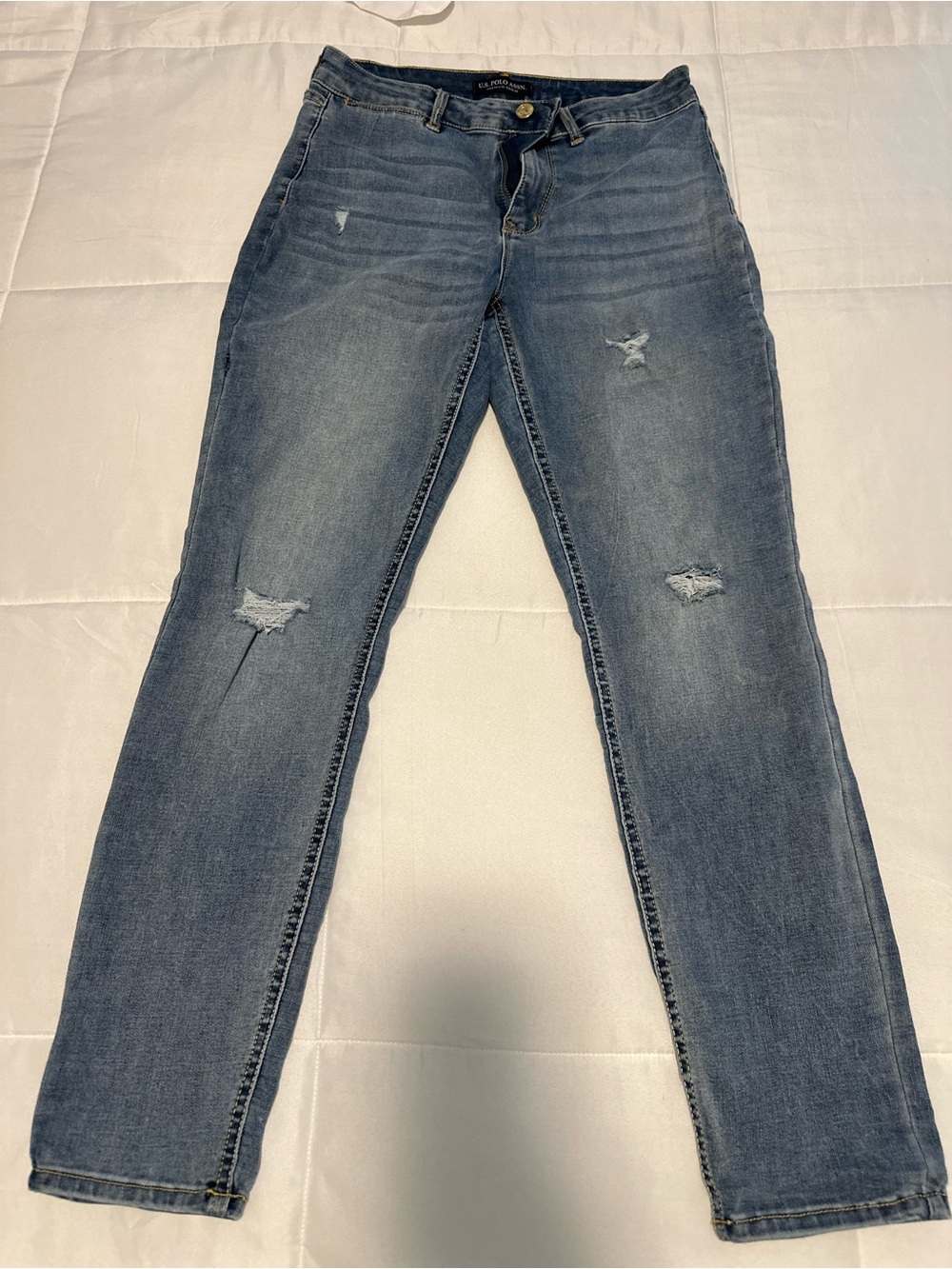 U.S. Polo Assn. Women's Skinny Ripped Jeans - Blue